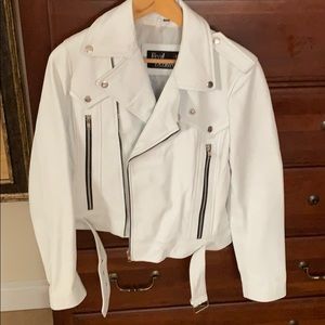 White leather biker jacket